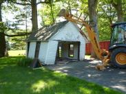 The old garage starting demoliton