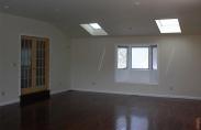 A view of the skylights and bay window in the new family room